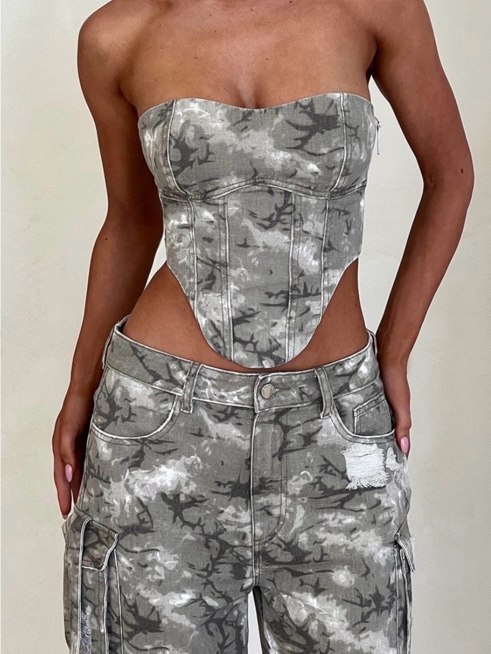 BABYBOO Fashion Yasie Camo Print Corset Top NWT